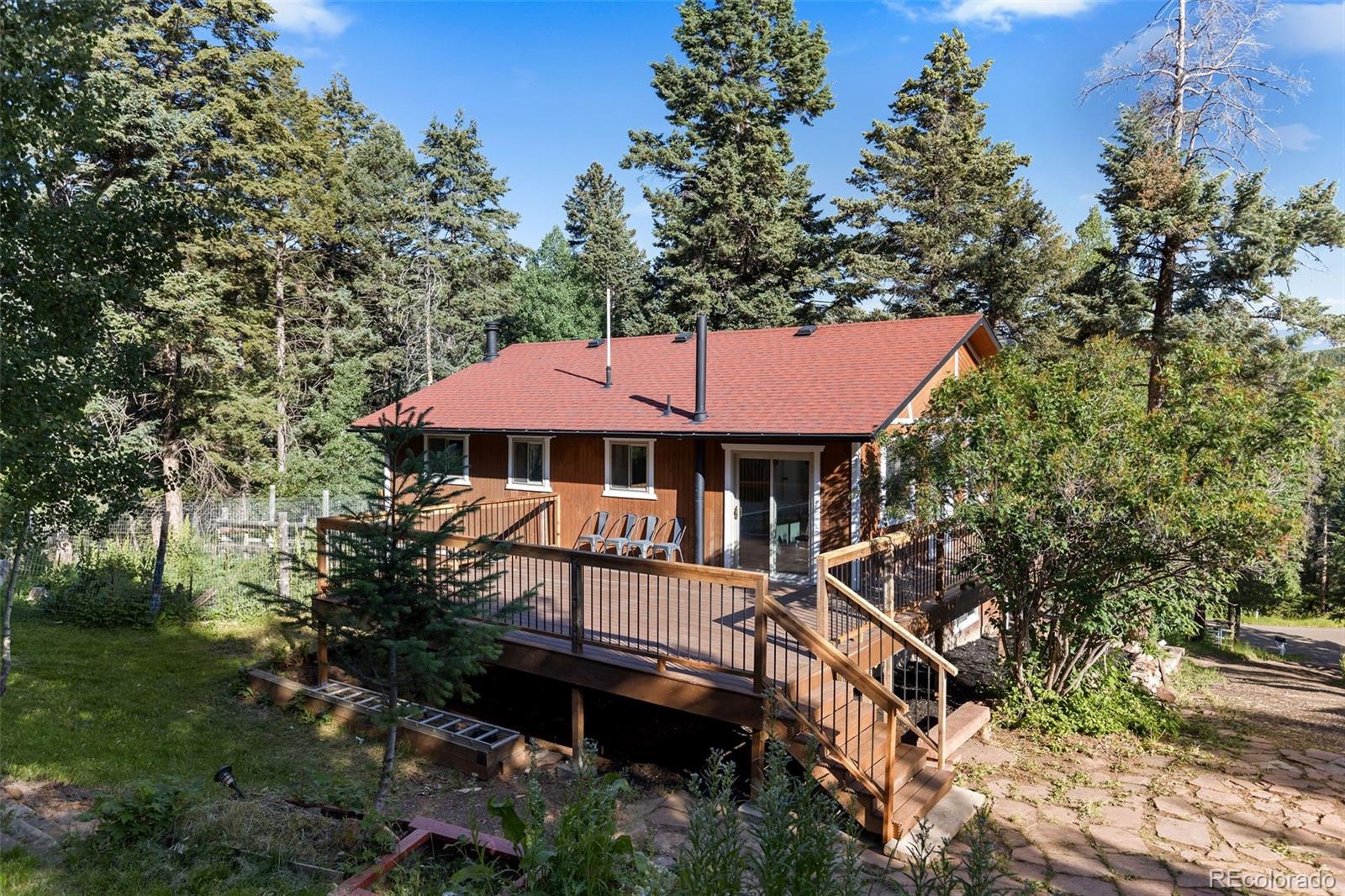 19424 Silver Ranch Road Conifer, CO 80433 - Photo 25 of 34 an aerial view of a house with yard deck and trees