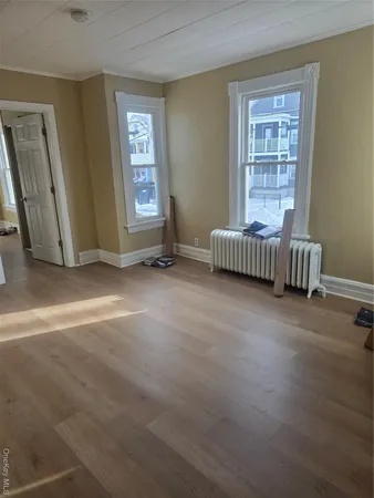 an empty room with windows