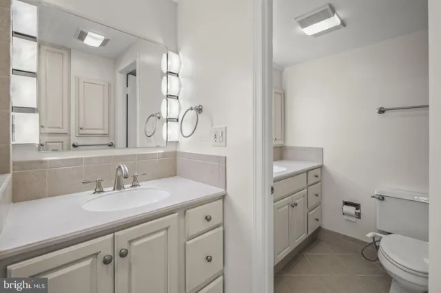 a bathroom with a sink double vanity and a toilet