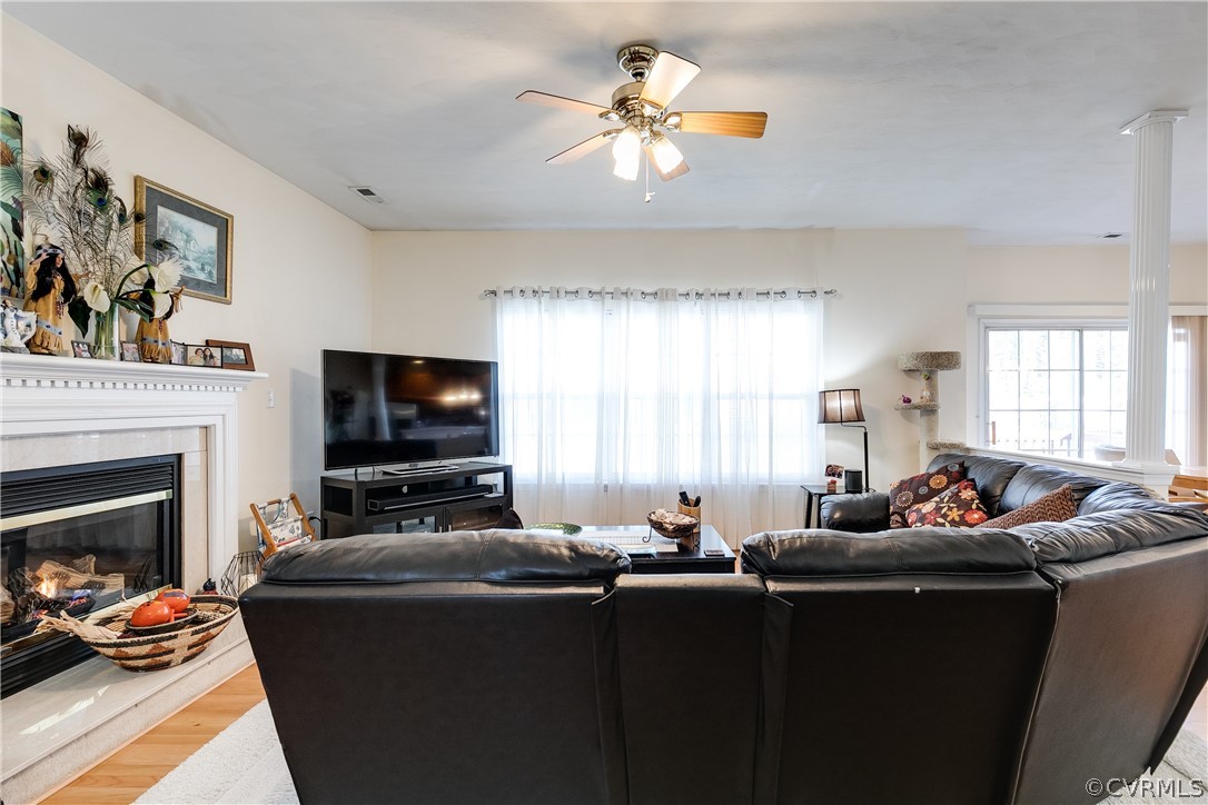 14624 Clover Ridge Lane Chesterfield, VA 23832 - Photo 11 of 47 Family Room with Gas Fireplace, Hardwood Floors &