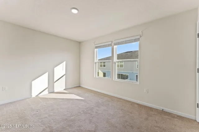 a view of a yard with plants and trees