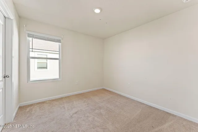 a view of a yard with plants and trees