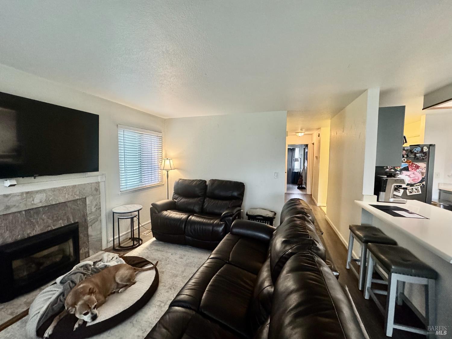 2528 Westberry Drive Santa Rosa, CA 95403 - Photo 11 of 37 a living room with furniture a flat screen tv and a fireplace