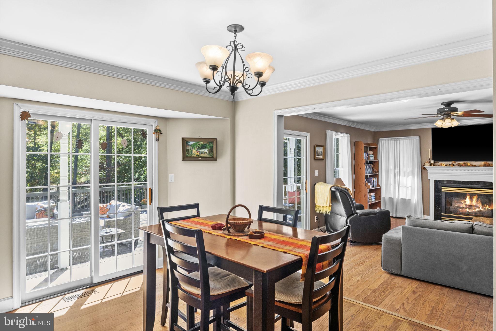 135 Old Cropps Mill Road Fredericksburg, VA 22406 - Photo 19 of 47 a view of a dining room with furniture a chandelier and large window