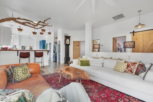 a living room with furniture