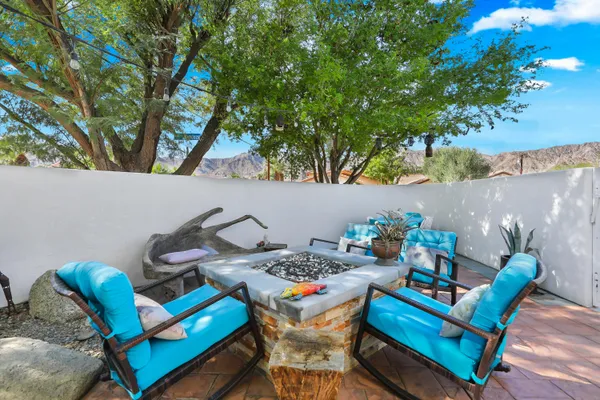 a outdoor living space with furniture