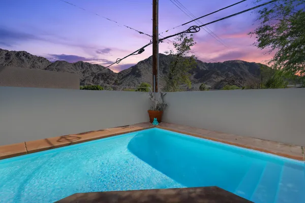 a view of a lake with a mountain in the background