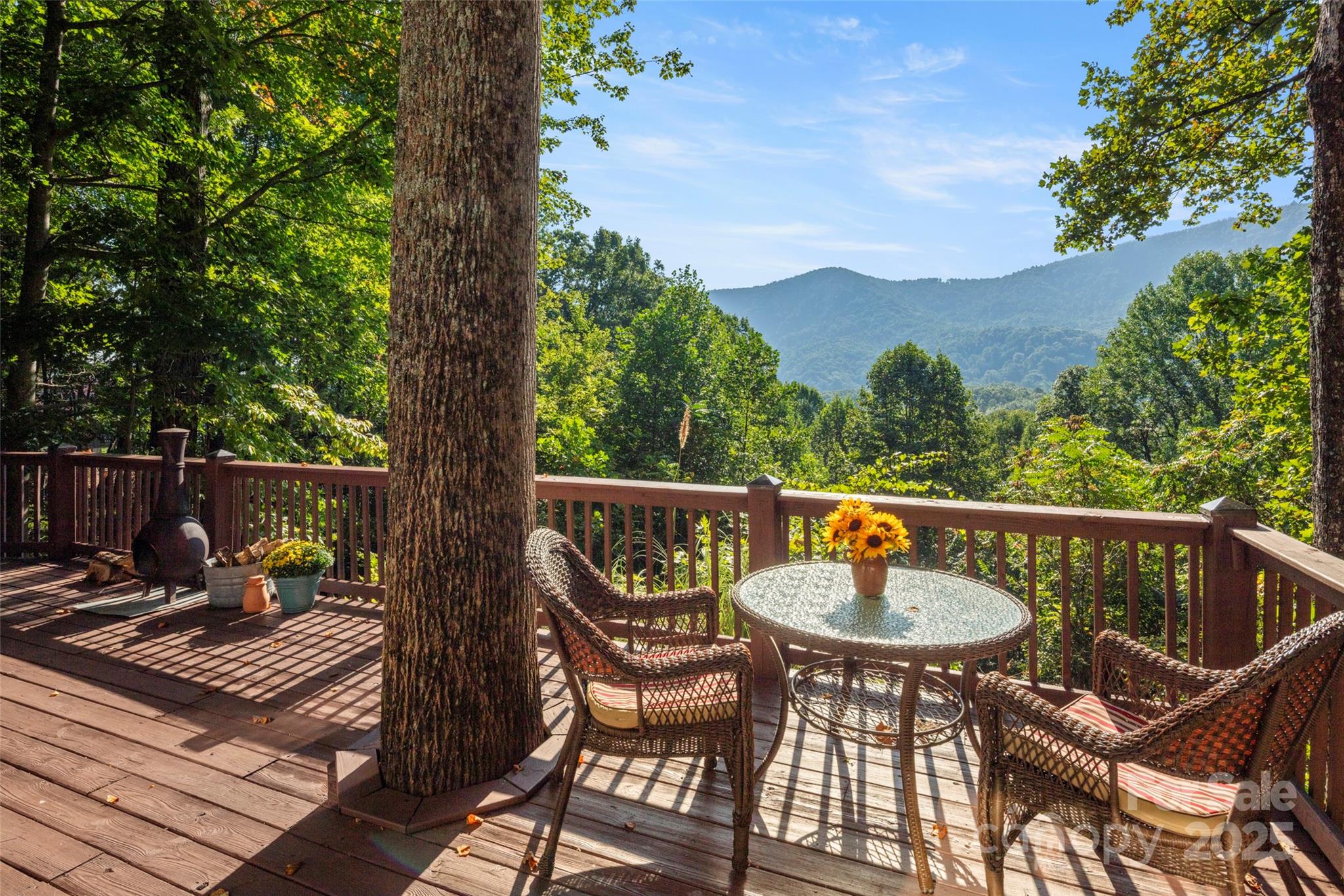 31 Piney Rdg Lane, Unit 27 Saluda, NC 28773 - Photo 1 of 36 a view of a chairs and table on the deck