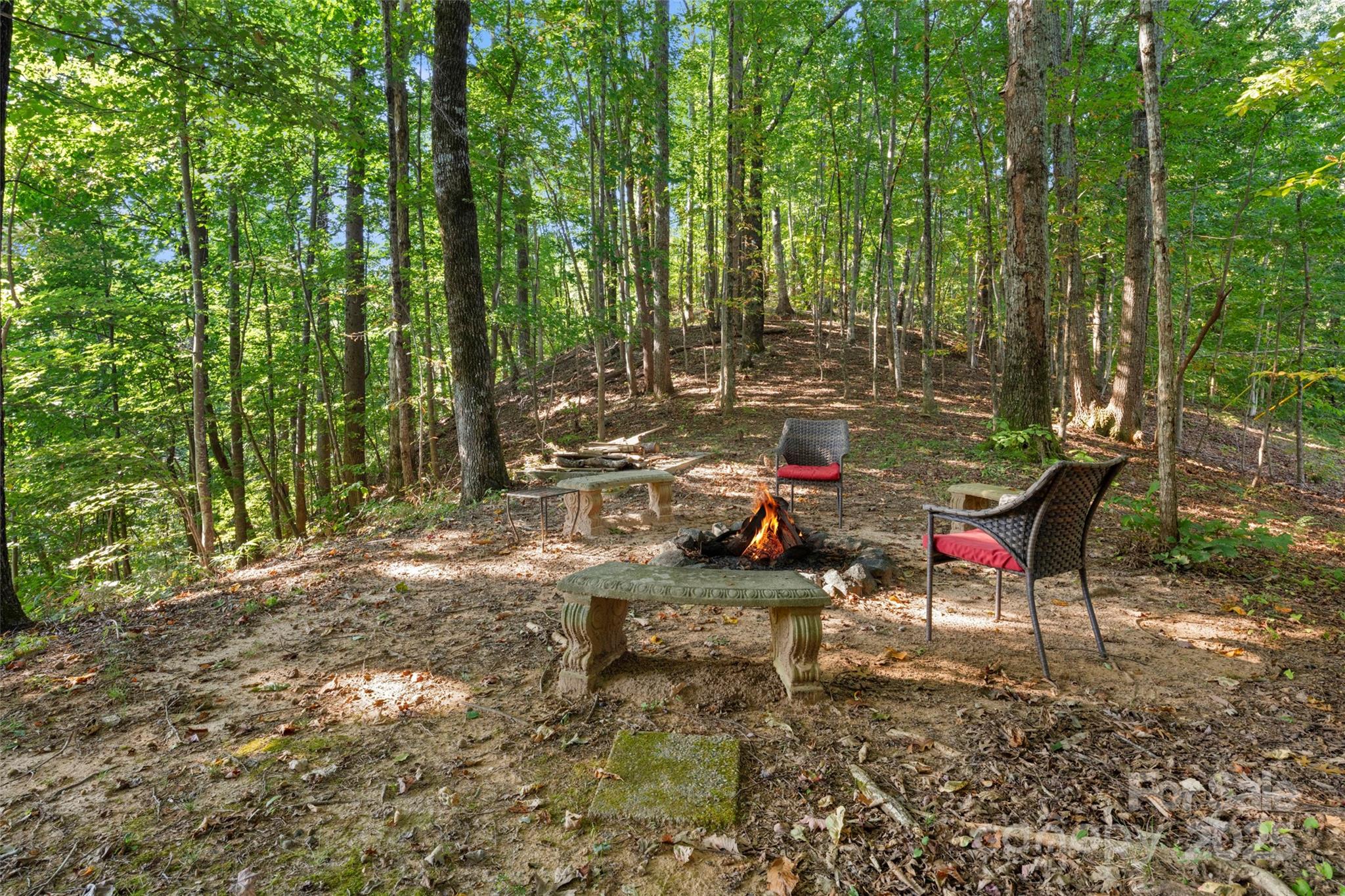 31 Piney Rdg Lane, Unit 27 Saluda, NC 28773 - Photo 24 of 36 a view of a wooden chairs and fire pit in the backyard