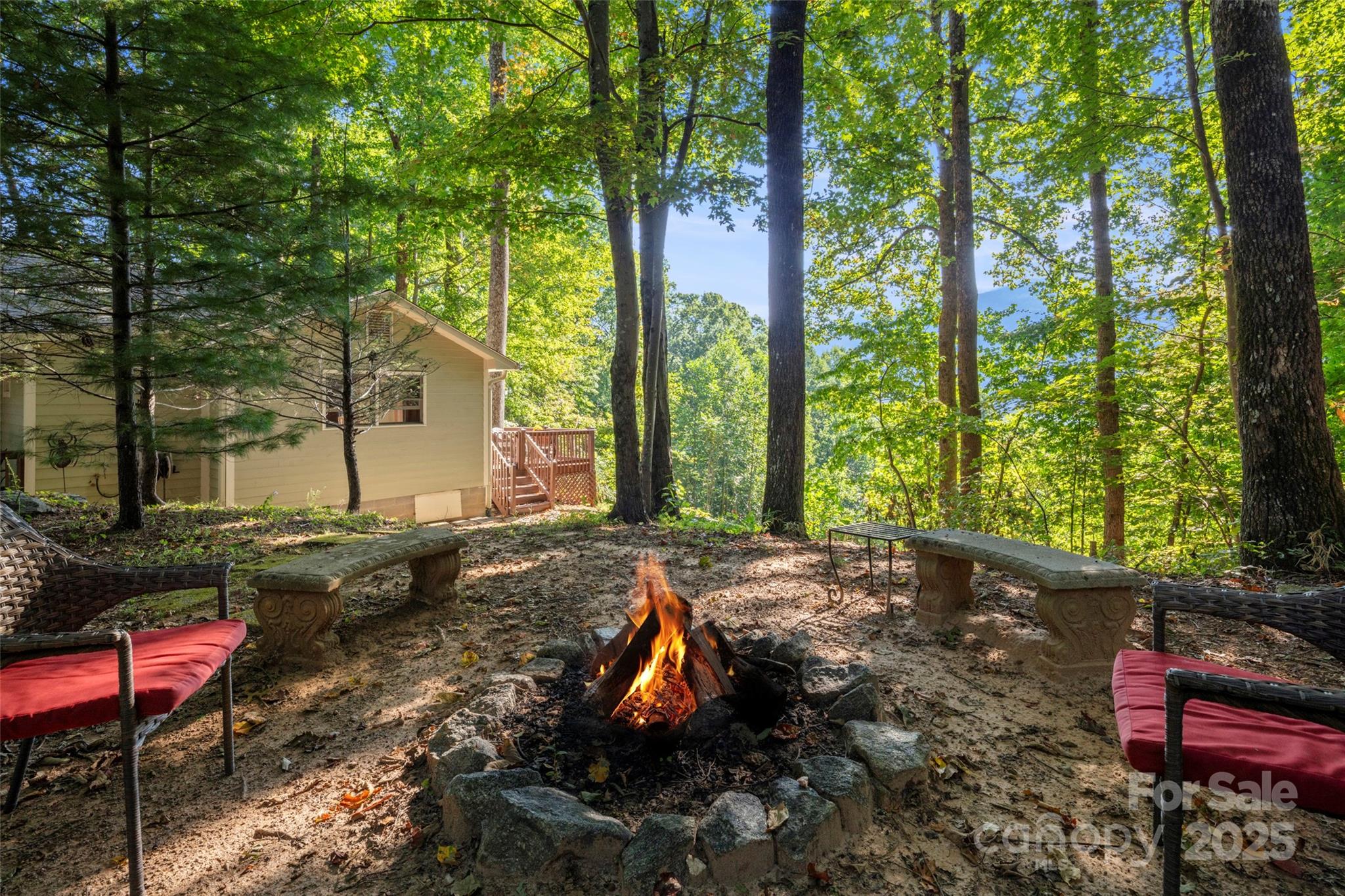 31 Piney Rdg Lane, Unit 27 Saluda, NC 28773 - Photo 25 of 36 a backyard of a house with table and chairs