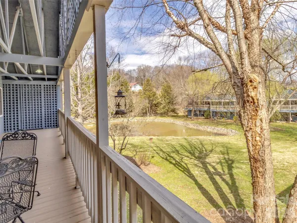 a view of balcony with mountain view