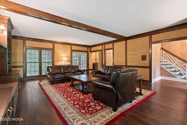 a view of a room with rack on the wall