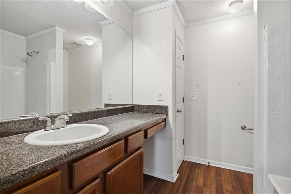 3018 Broadleaf Trail Road Fairburn, GA 30213 - Photo 17 of 26 a bathroom with a granite countertop sink and a mirror