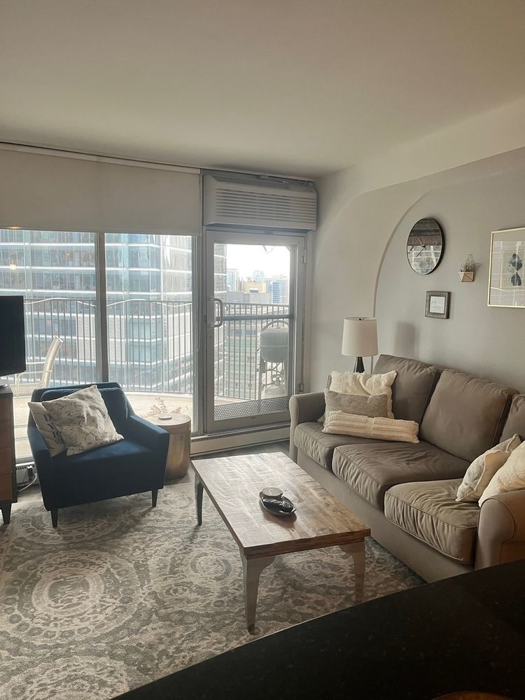 300 North State Street, Unit 3304 Chicago, IL 60654 - Photo 2 of 18 a living room with furniture and a large window
