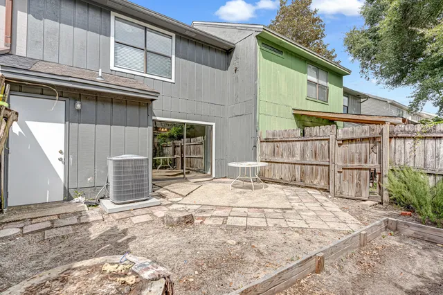 a white house with a outdoor space