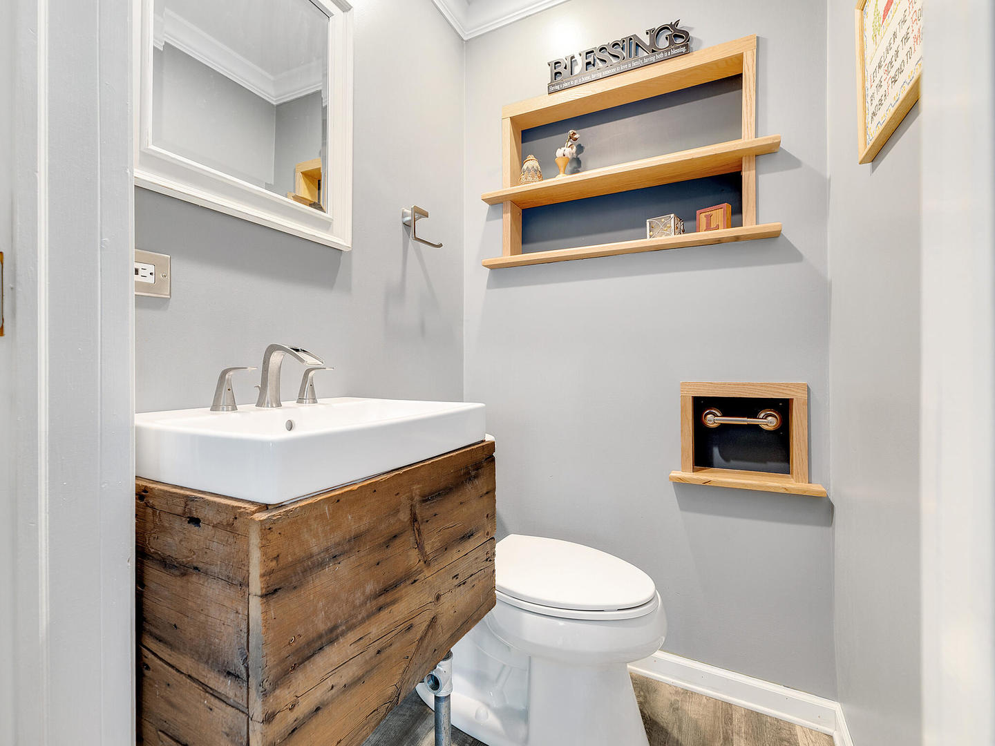 408 Crescent Street Wheaton, IL 60187 - Photo 15 of 36 a bathroom with a sink mirror and toilet