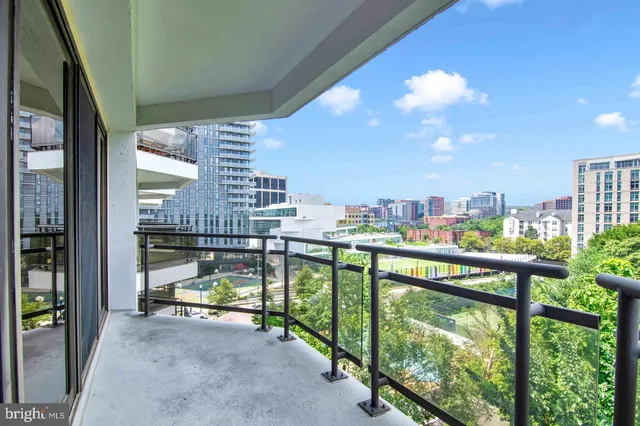 a view of a city from a balcony