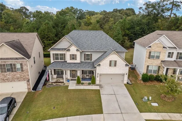 an aerial view of a house