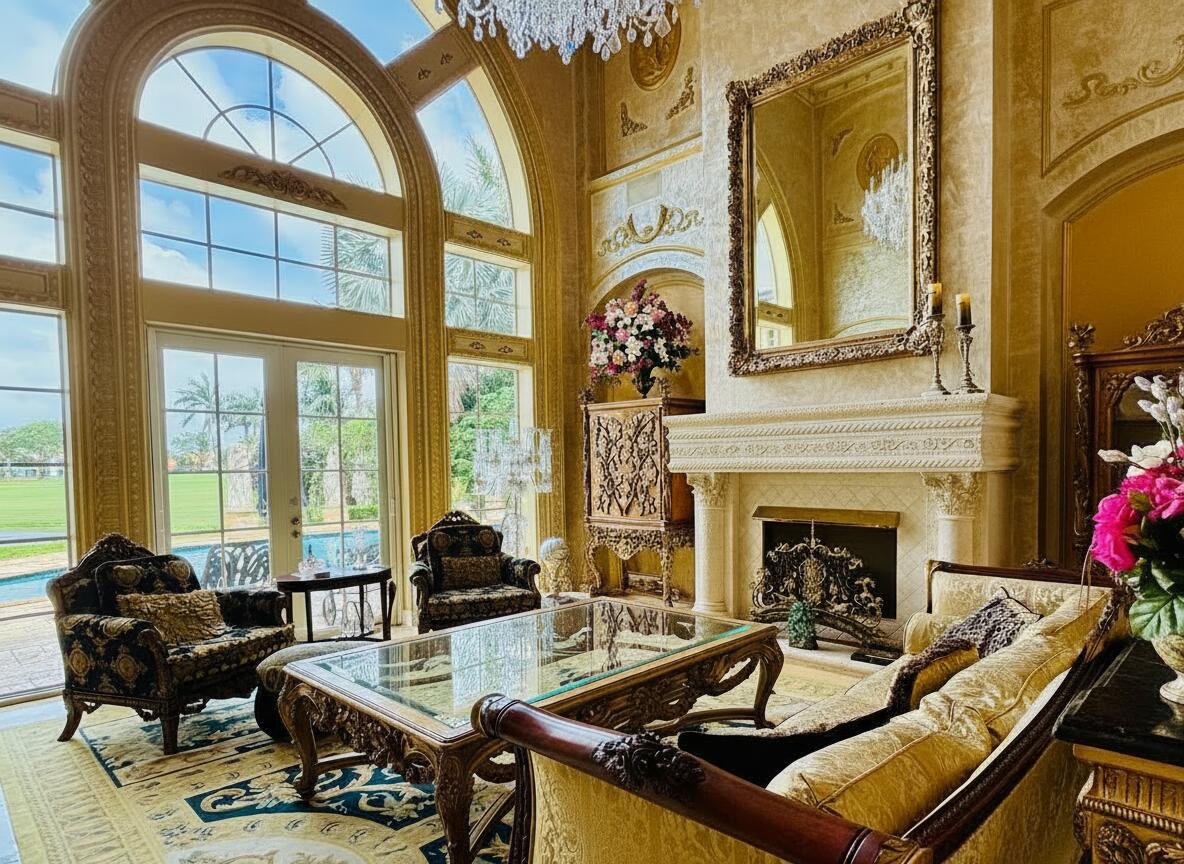 17730 Scarsdale Way Boca Raton, FL 33496 - Photo 8 of 42 a living room with furniture a fireplace and a large window