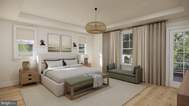 a bathroom with a white tub a vanity a sink and a large mirror