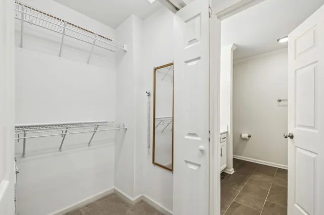 a view of an empty walk in closet