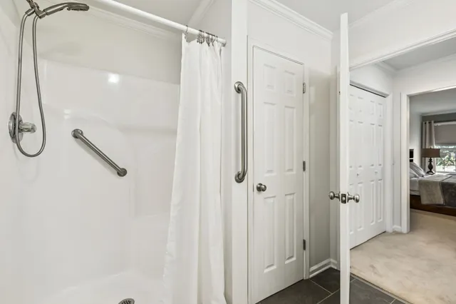 a bathroom with a shower