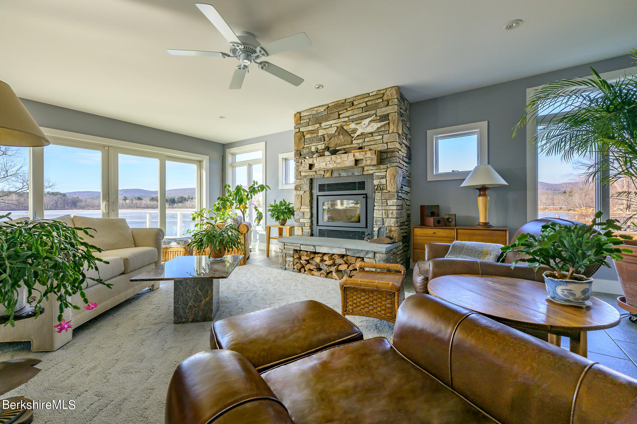 575 Pecks Road Pittsfield, MA 01201 - Photo 8 of 63 Living room with stone fireplace