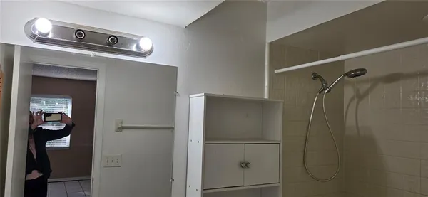 a bathroom with a window