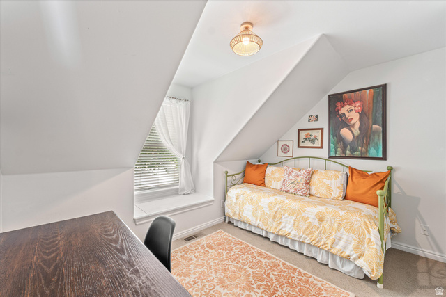246 West Mount Charm Road Toquerville, UT 84774 - Photo 37 of 70 Bedroom featuring vaulted ceiling and carpet