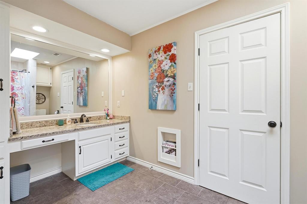 432 Clark Road Abilene, TX 79602 - Photo 23 of 40 a spacious bathroom with a granite countertop sink and a mirror
