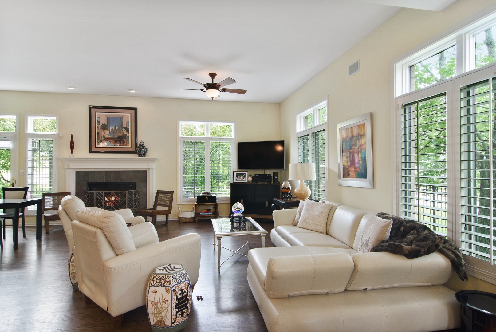1532 West Rue James Place Palatine, IL 60067 - Photo 6 of 16 a living room with furniture a fireplace and a flat screen tv