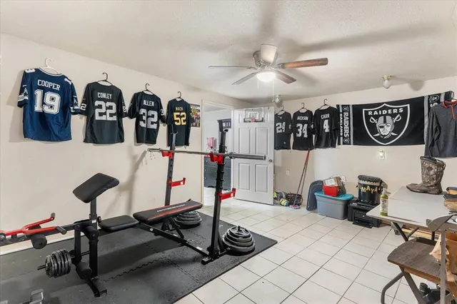 a view of a workspace with gym equipment