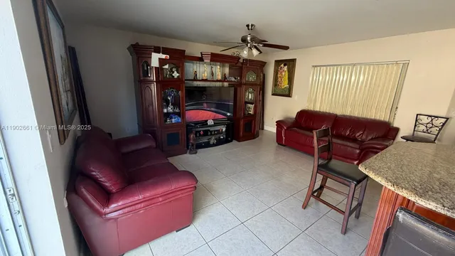 a living room with furniture