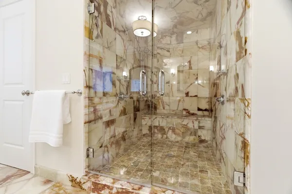 a bathroom with a shower