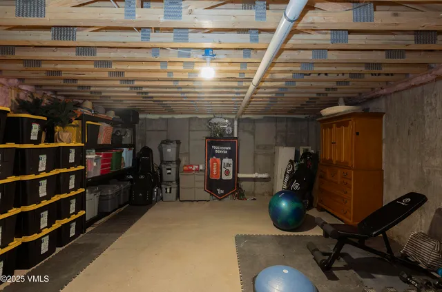 a view of a room with shelves