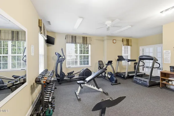 a view of a room with gym equipment