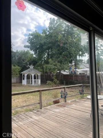 a view of a swimming pool with a patio
