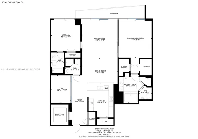 $9,000 | 1331 Brickell Bay Drive, Unit 1703, Miami, FL 33131