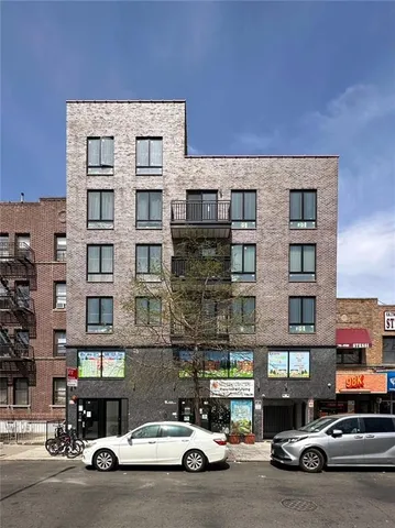 a car parked in front of a building