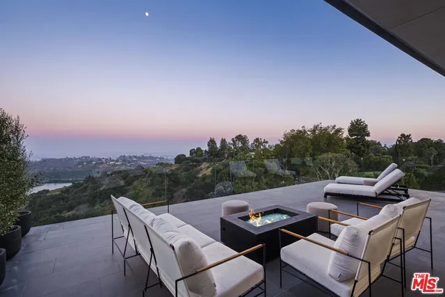 a view of a patio with mountain view