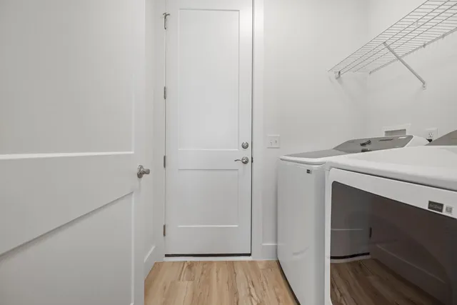 a storage room with washing machine