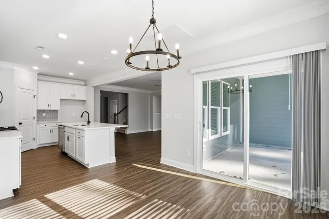 a large kitchen with cabinets