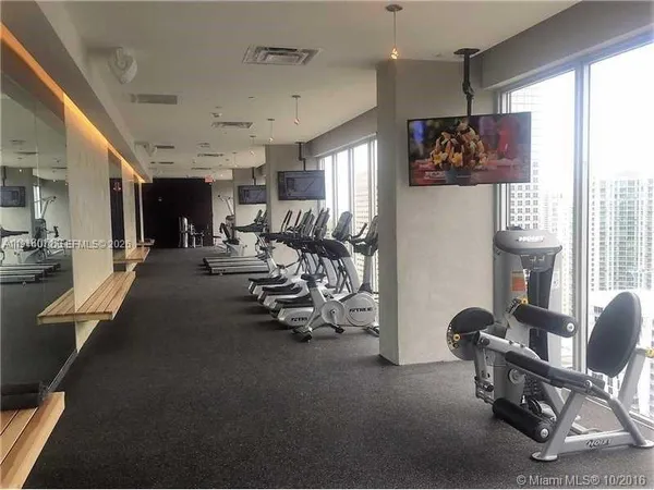a view of a room with gym equipment