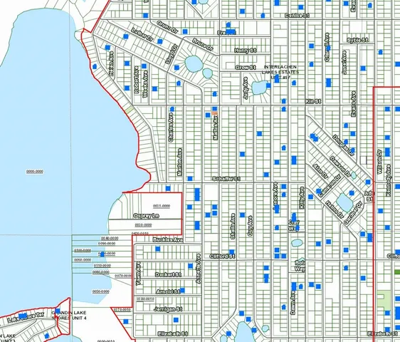 a view of a street with trees