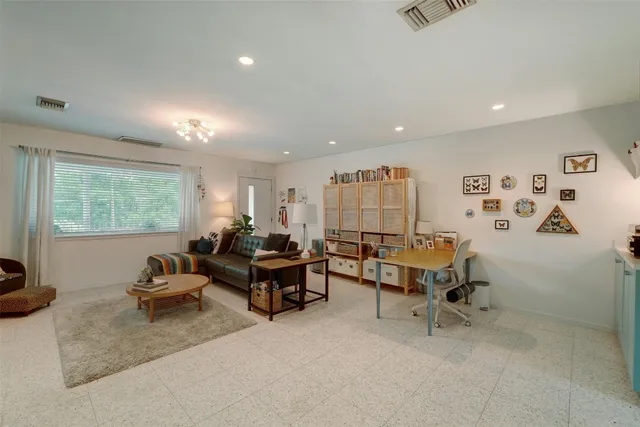 a living room with furniture