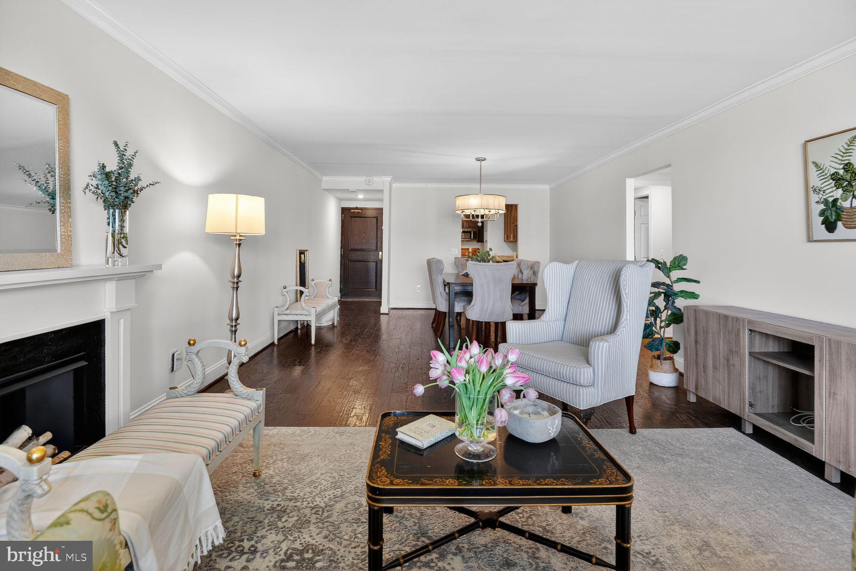 6101 Edsall Road, Unit 1606 Alexandria, VA 22304 - Photo 2 of 31 a living room with furniture fireplace and a window