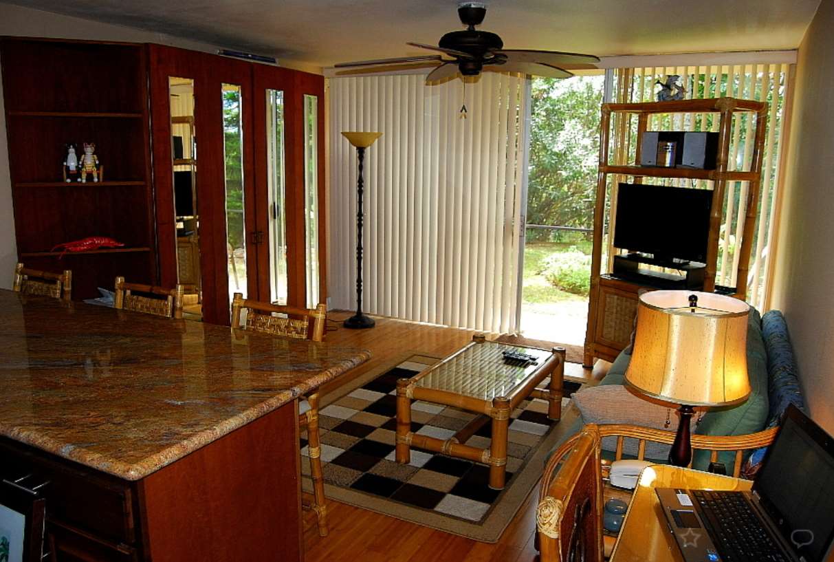 120 Hui F Road, Unit I6 Lahaina, HI 96761 - Photo 4 of 13 a living room with furniture and a flat screen tv