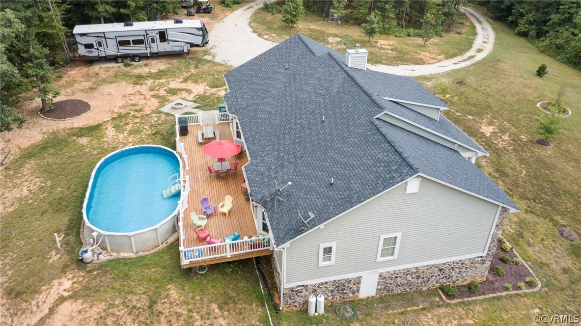 3401 Mill Quarter Road Ford, VA 23850 - Photo 3 of 34 an aerial view of a house with a yard and swimming pool