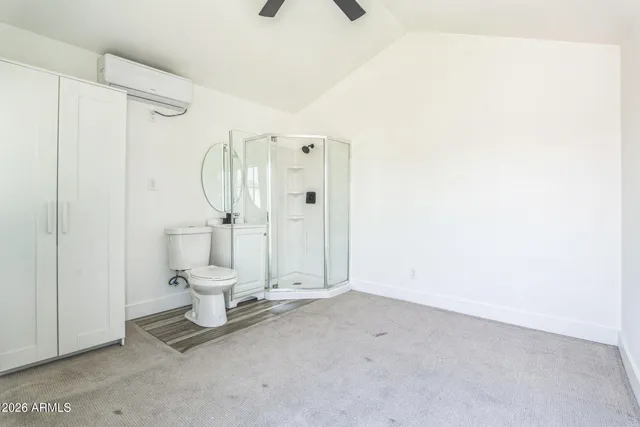 a view of a bathroom with a shower