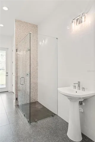a bathroom with a shower